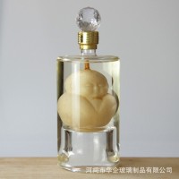 河間華企高硼硅玻璃工藝酒瓶高檔酒瓶吹制玻璃藝術(shù)酒瓶異形玻璃泡酒器